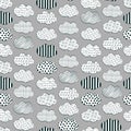 Cute vector black and white cloud pattern.