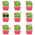 Cute vector cactus in pink pot