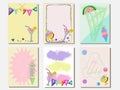 Cute vector card set of ice creams and sweets. Vintage cards with patterns and ornaments. Hand drawn card set for menus, brochures Royalty Free Stock Photo