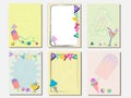 Cute vector card set of ice creams and sweets. Vintage cards with patterns and ornaments. Hand drawn card set for menus, brochures Royalty Free Stock Photo