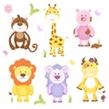 Cute vector cartoon animal set