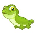 Cute vector cartoon lizard with green spots