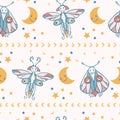 Cute vector cartoon lunar moth with happy smiling face Royalty Free Stock Photo