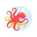 Cute vector cartoon octopus illustration Royalty Free Stock Photo