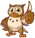 Cute Vector Cartoon Owl Mascot Giving Thumbs Up Royalty Free Stock Photo