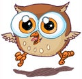 Cute Vector Cartoon Owl Mascot Jumping and Hooting Royalty Free Stock Photo