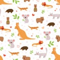 Cute vector cartoon pattern with baby animals. Childish seamless background Royalty Free Stock Photo