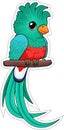 Cute Vector cartoon quetzal bird sticker