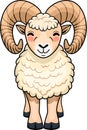 Cute Vector cartoon Rocky Mountain Bighorn Sheep sticker