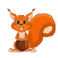 Cute vector character squirrel with nuts