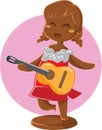 Cute vector chocolate girl playing guitar