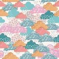 Cute vector cloud floral rustic pattern for textile design