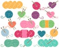 Cute Vector Collection of Balls of Yarn, Skeins of Yarn or Thread Royalty Free Stock Photo