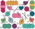 Cute Vector Collection of Balls of Yarn, Skeins of Yarn or Thread