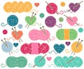 Cute Vector Collection of Balls of Yarn, Skeins of Yarn or Thread