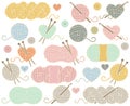 Cute Vector Collection of Balls of Yarn, Skeins of Yarn or Thread Royalty Free Stock Photo