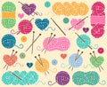 Cute Vector Collection of Balls of Yarn, Skeins of Yarn or Thread Royalty Free Stock Photo