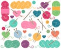 Cute Vector Collection of Balls of Yarn, Skeins of Yarn or Thread Royalty Free Stock Photo