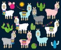 Cute Vector Collection of Llamas, Vicunas and Alpacas