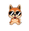 Cute vector cool dog, golden retriever in sunglasses