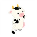 Cute vector cow, A kawaii style cartoon Royalty Free Stock Photo