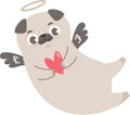 Cute vector cupid pug Royalty Free Stock Photo