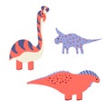 Cute vector dinosaurs isolated on white background. Dino Royalty Free Stock Photo