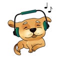 Cute vector dog in headphones Royalty Free Stock Photo