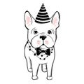 Cute vector dog in winter clothes. Fashion French bulldog puppy. Royalty Free Stock Photo