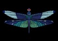 Cute Vector Embroidered dragonfly for fashion design