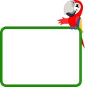 Cute Vector frame with cartoon red scarlet Macaw ara parrot