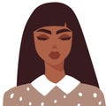 Cute vector girl avatar icon. Pretty lady portrait.