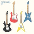 Cute vector guitars illustrations set. Royalty Free Stock Photo