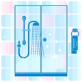 Cute vector illustration of bathroom: shower cabin, shower, soa Royalty Free Stock Photo