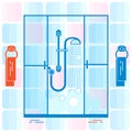 Cute vector illustration of bathroom: shower cabin, shower, soa Royalty Free Stock Photo