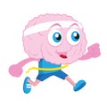 Running brain cartoon character illustration