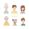 Cute vector illustration design happy family. Funny cartoon characters.