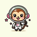 cute vector illustration of female astronaut monkey, t-shirt design, sticker Royalty Free Stock Photo