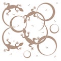 Cute vector illustration of lizards and circles.