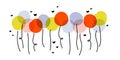 Cute vector illustration of multicolored balloons. Festive design for horizontal banner