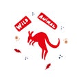 Cute vector illustration of red kangaroo