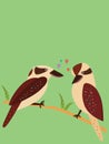 Cute vector illustration of romantic Love birds, kingfishers in
