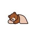 Cute vector illustration of a sleeping bear wrapped in a blanket Royalty Free Stock Photo