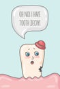 Cute vector illustration with tooth character.