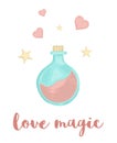 Cute vector illustration of watercolor style love potion with hearts and stars isolated on white background. Royalty Free Stock Photo