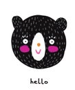 Cute Vector Ilustration with Black Bear Isolated on a White Background.