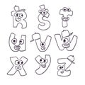 Cute monsters doodle alphabet abc