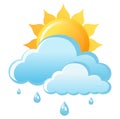 Vector isolated weather app icon with sunny rainy cloud. Interface elements in flat design. For web