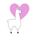 Cute llama with pink heart