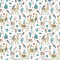 Cute Vector Llamas pattern